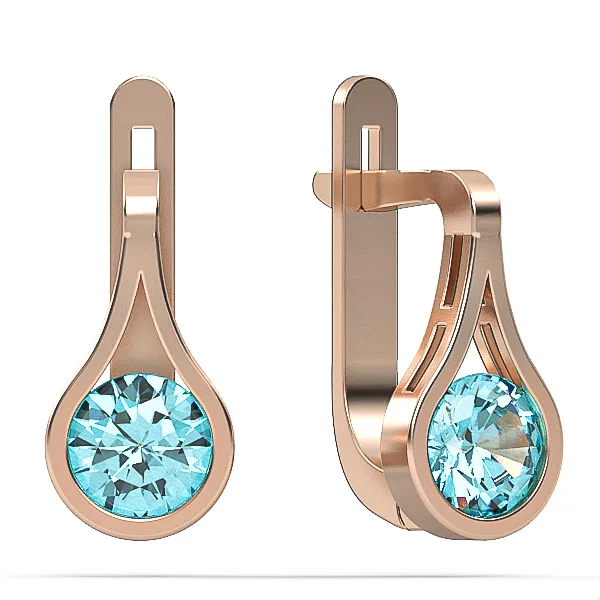 Suisse Blue Topaz Gold Earrings, Chic Everyday Elegance, Perfect Gift for Birthdays or Anniversaries . EAG38 · 2