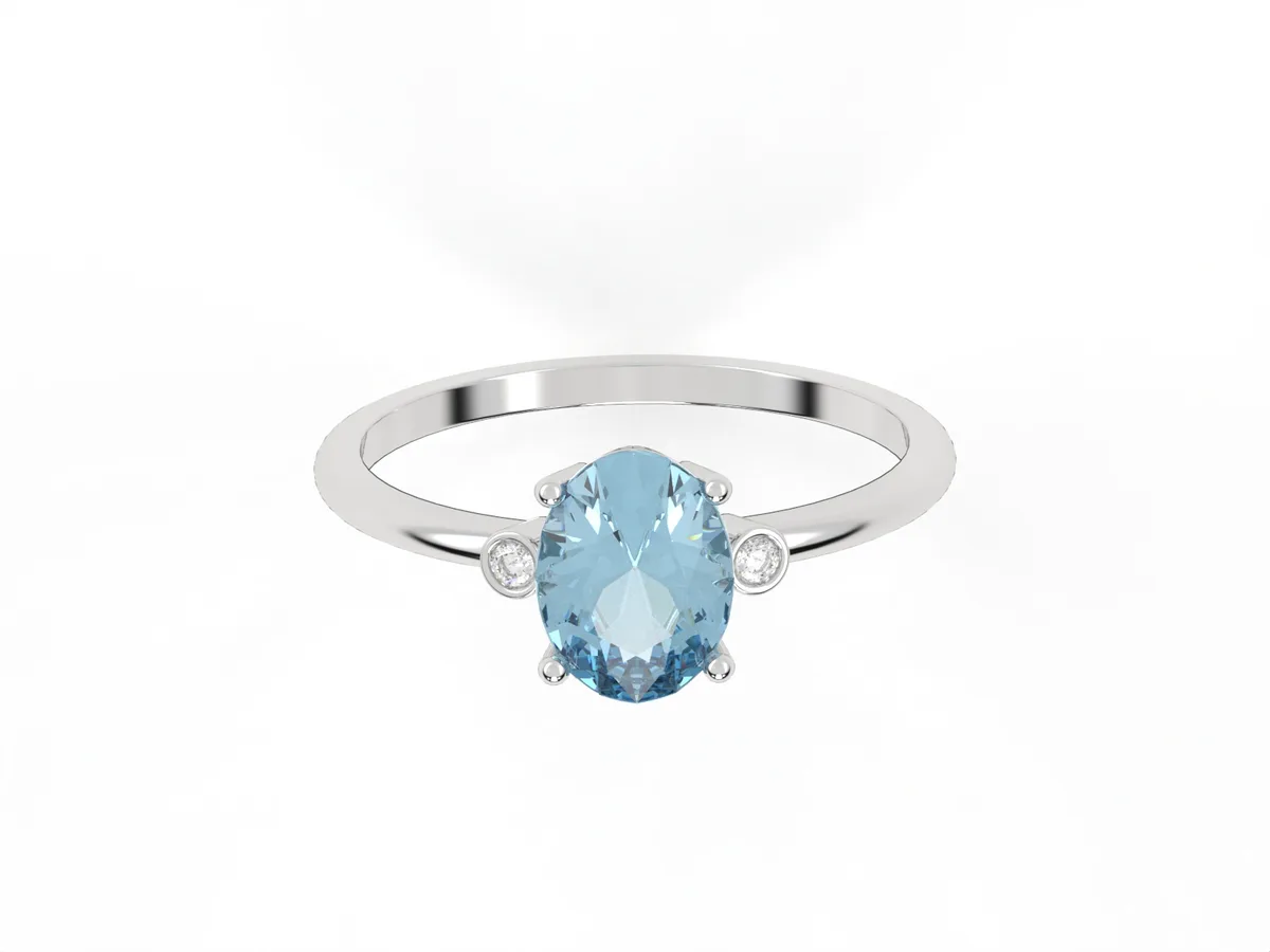 Dold Ring // Blue Topaz // Natural or CVD Diamonds // For Women // Model GSR1 · 7