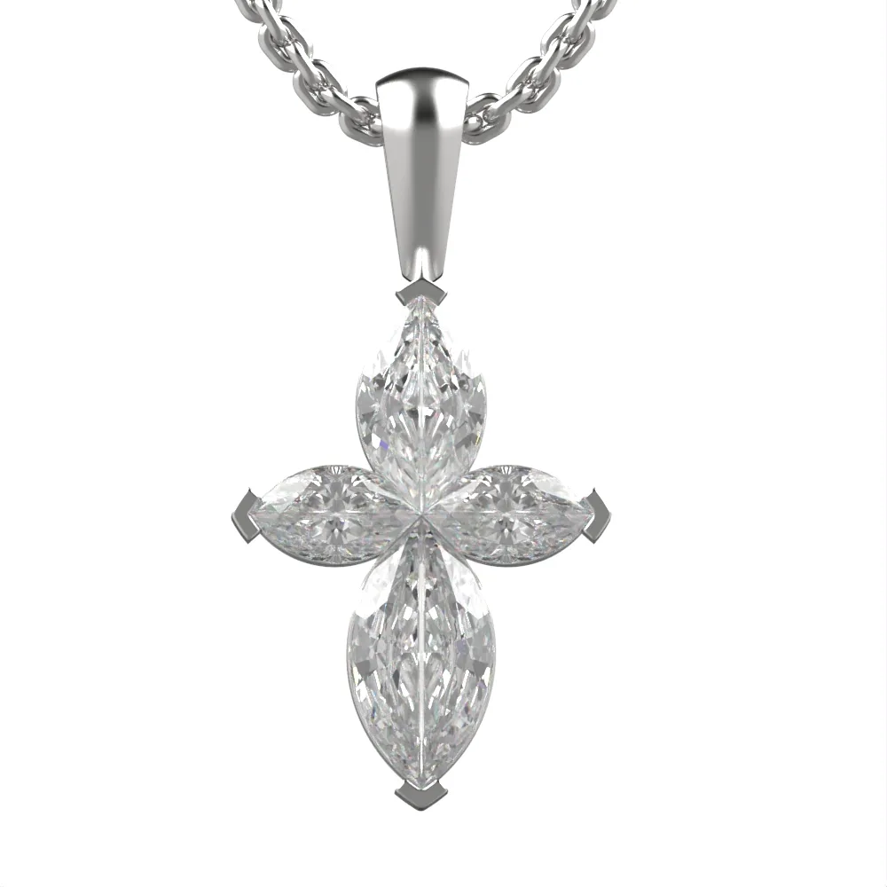 Diamond cross pendant in gold with CVD diamonds, elegant religious jewelry for everyday wear, perfect Christian gift. DP27 · 4