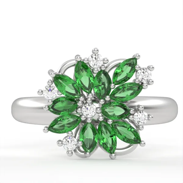Diamond and Emerald Ring //Gold Ring//Gift for women//Model DR14 · 4