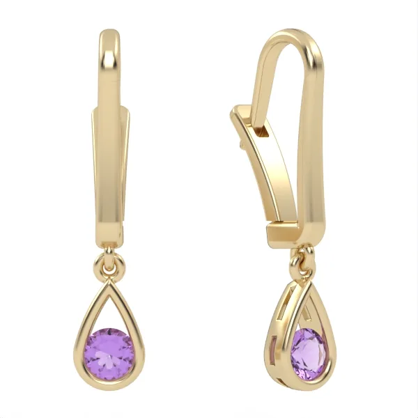 Amethyst earrings // Gold earrings // Gemstone jewelry // Gift for women // Model EAR6 · 2
