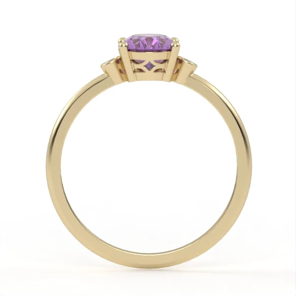 Silver Amethyst Ring // Natural or CVD Diamonds // Gemstone Jewelry // For Women // GSR2 · 3