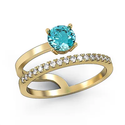 Blue Topaz & Diamond //Gold Ring//Blue Topaz//gift for women//gemstone jewelry//GSR14