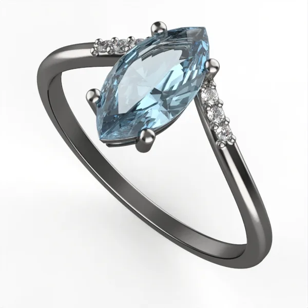 Blue Topaz & Diamond //Gold Ring//Blue Topaz//gift for women//gemstone jewelry//GSR15 · 4