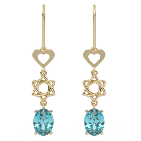 Gold earrings // Blue Topaz Suisse // For women // For girl // EAG28 · 3