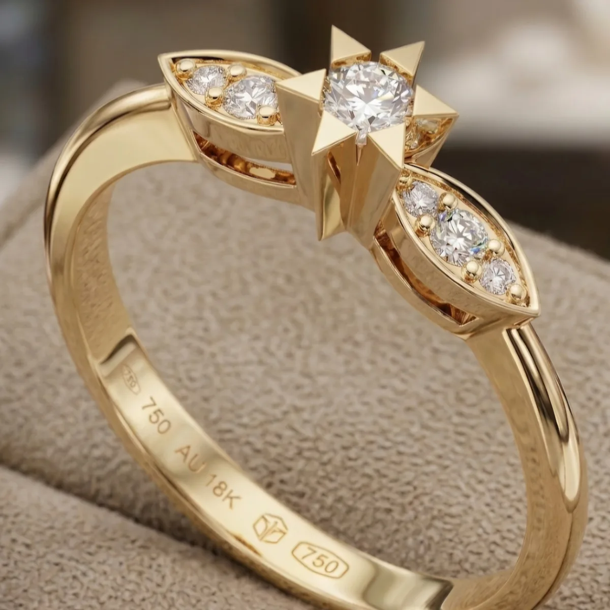 Diamond ring // Gold ring // CVD or natural diamond // For women // Model DR19 · 2