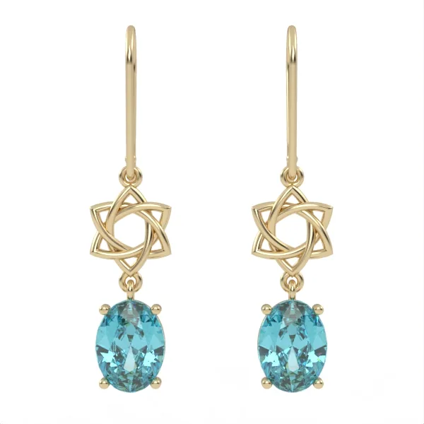 Blue Topaz Gemstone Gold Earrings Elegant Women Jewelry for Daily Wear Perfect Gift. Model EAG26 · 3