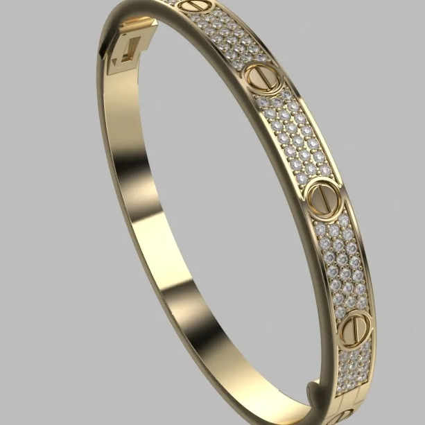 Gold bracelet, natural or CVD diamonds, hard bracelet, model BR3 · 2