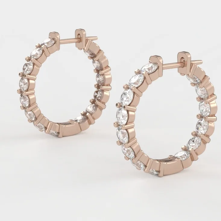 Gold earrings with lab-grown diamonds, chic and timeless jewelry for women, ideal gift for birthdays or anniversaries, model EAR11 · 2