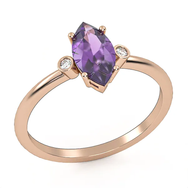 Buy//gold ring//amethyst//natural diamonds//CVD diamonds//for women//GSR7 · 1