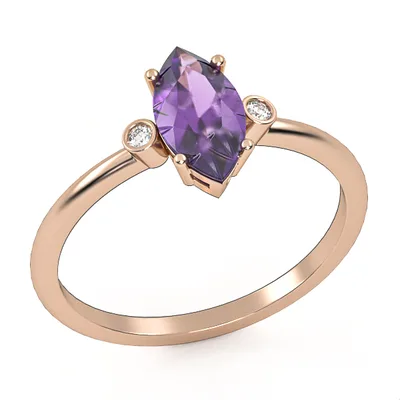 Buy//gold ring//amethyst//natural diamonds//CVD diamonds//for women//GSR7
