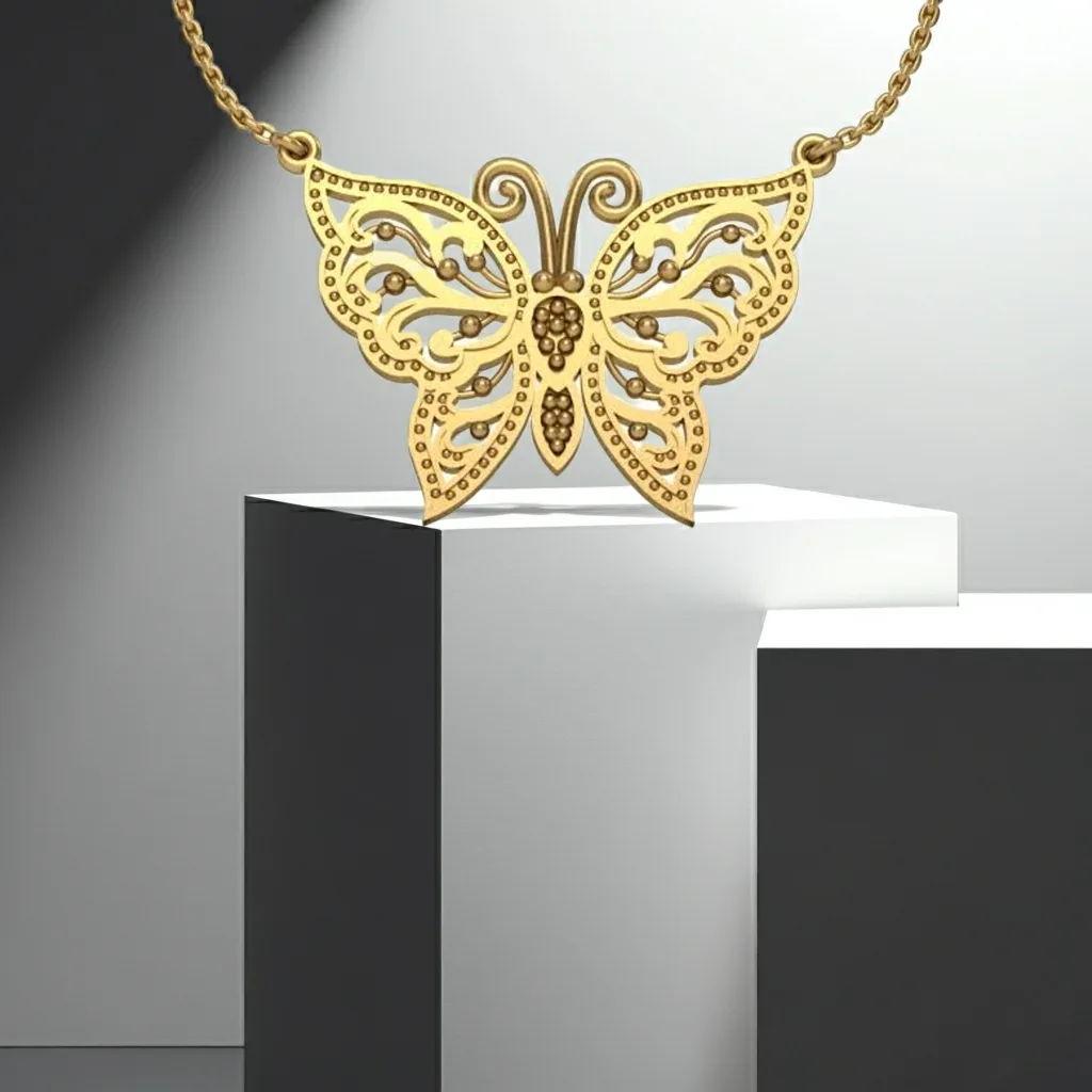 Gold Pendant // Pendant butterfly // Rose gold // White gold // Gift // Fine jewelry // Elegant pendant // DP49 · 7