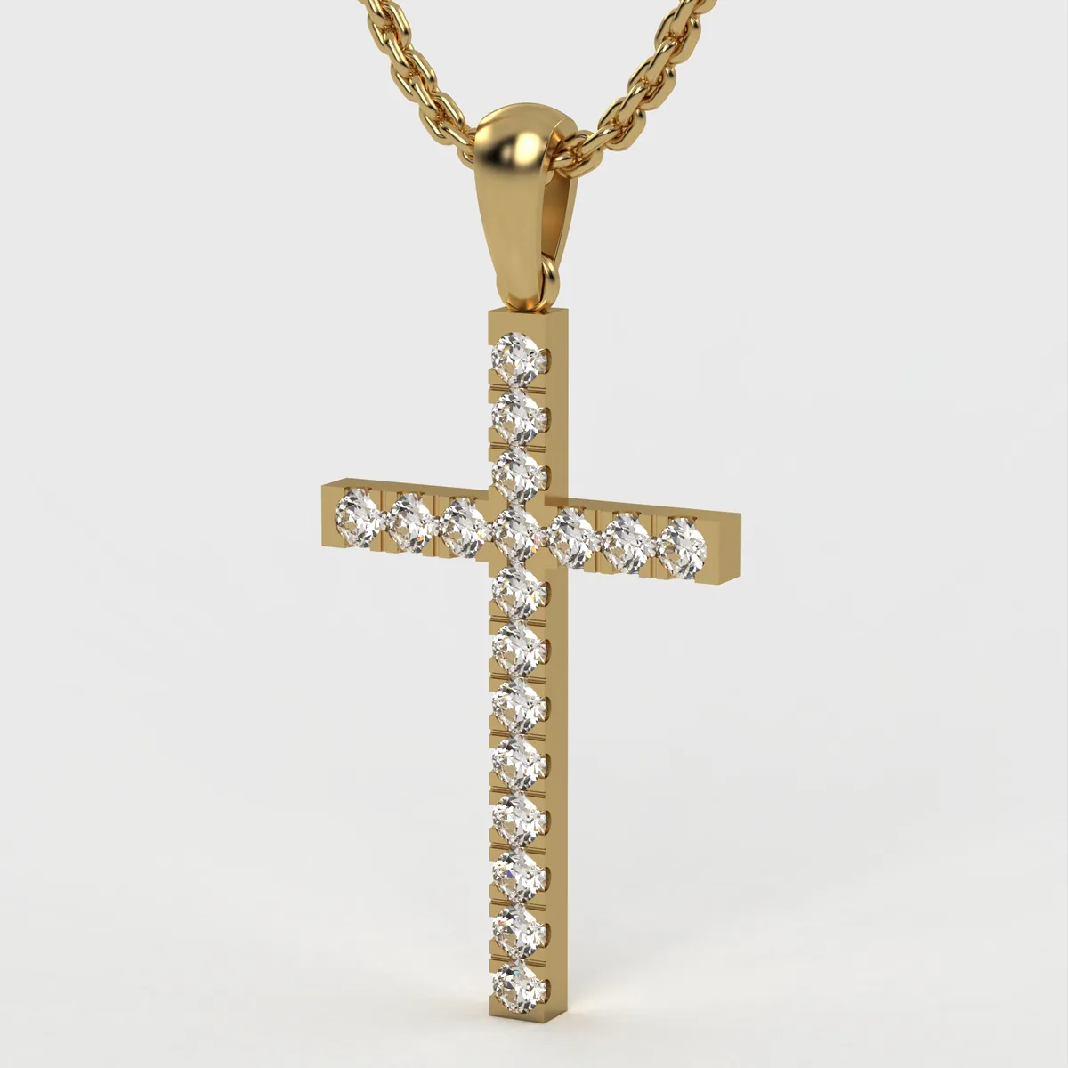 Diamond cross pendant in gold with diamond8, elegant religious jewelry for everyday wear, perfect Christian gift. DP28 · 1