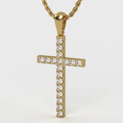Diamond cross pendant in gold with diamond8, elegant religious jewelry for everyday wear, perfect Christian gift. DP28