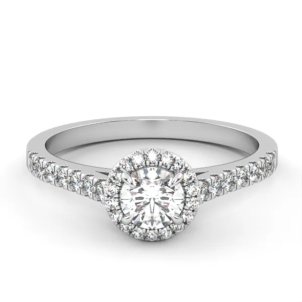 Halo Engagement Ring // Diamond Band // Wedding Ring // White Gold // Rose gold // ER8 · 4