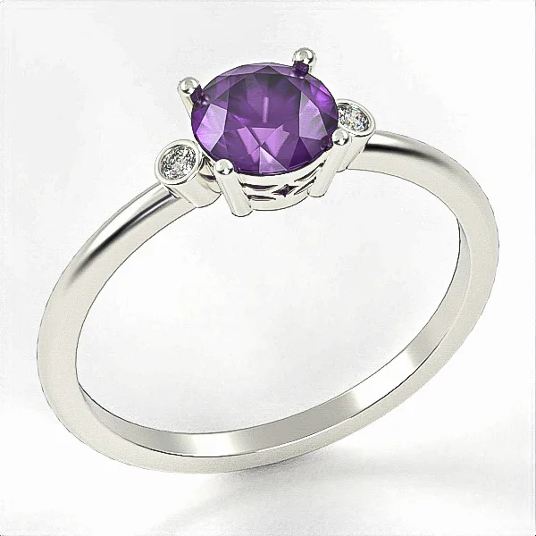 Silver Ring // Amethyst & Zircon  //jewelry gift  // For Women // Model SR13 · 1