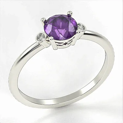Silver Ring // Amethyst & Zircon  //jewelry gift  // For Women // Model SR13