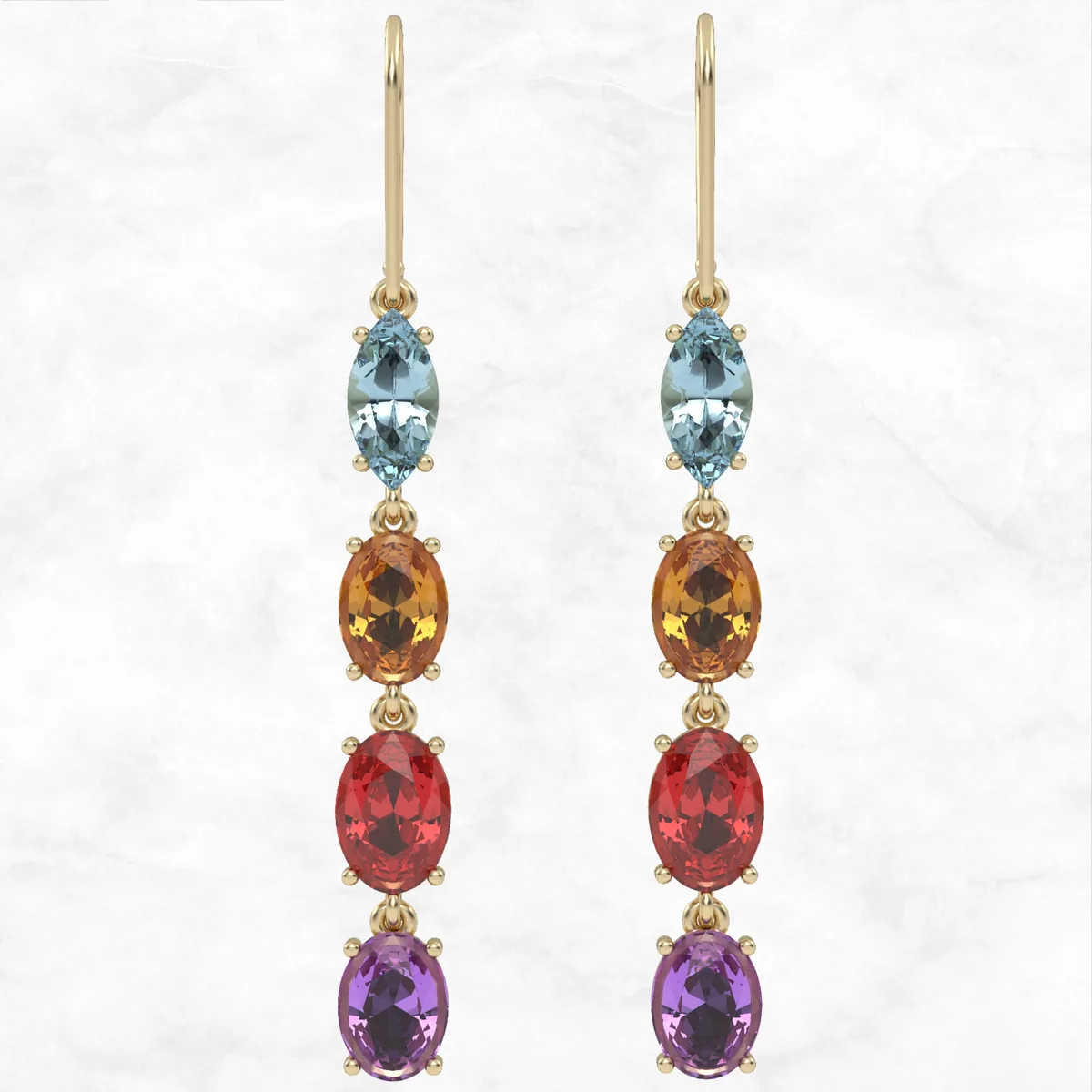 Dazzling gold earrings with precious stones, stylish design, made of yellow, rose or white gold, an ideal gift for girls and women. Model EAR12 · 2
