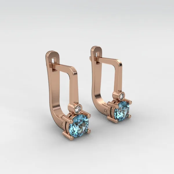 Gold Earrings // Blue Topaz stones // Natural or CVD diamonds // Model EAG36 · 3