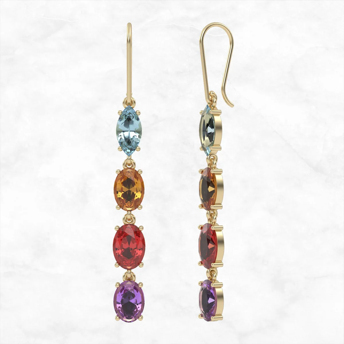 Dazzling gold earrings with precious stones, stylish design, made of yellow, rose or white gold, an ideal gift for girls and women. Model EAR12 · 4