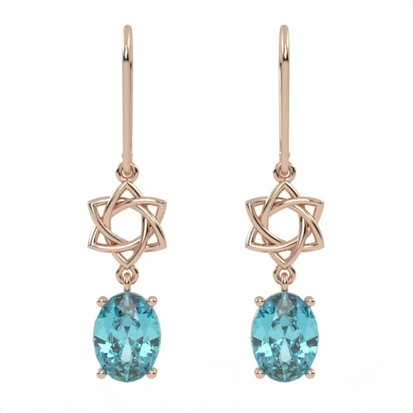 Blue Topaz Gemstone Gold Earrings Elegant Women Jewelry for Daily Wear Perfect Gift. Model EAG26 · 1
