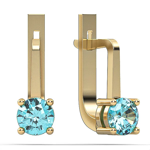 Exquisite Suisse Blue Topaz Earrings 14K Gold Plated, Chic Fashion Jewelry for Daily Wear. model EAG37 · 3
