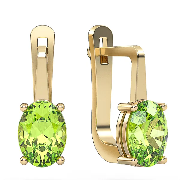 Gold Earring // Peridot earrings // Gemstone jewelry // For women // Present // EAG5 · 3