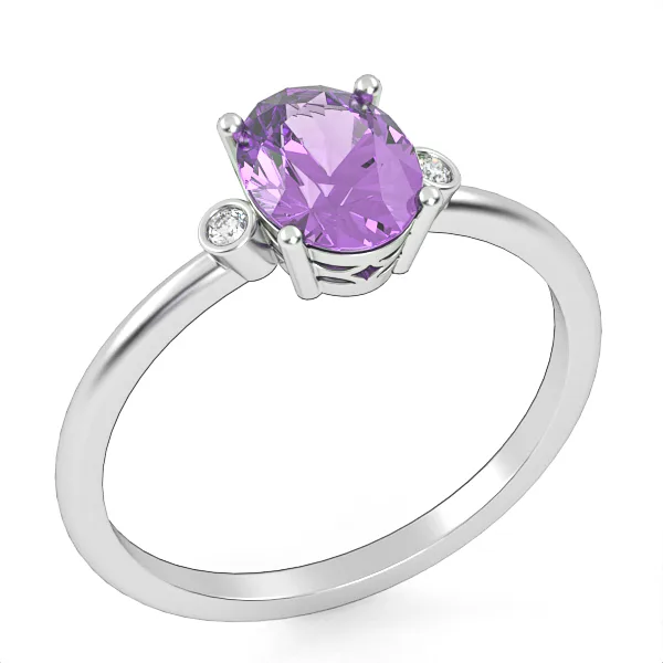 Silver Amethyst Ring // Natural or CVD Diamonds // Gemstone Jewelry // For Women // GSR2 · 1