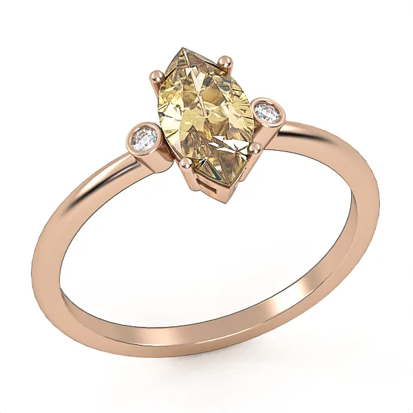 Gold ring//citriner ing//Natural Diamonds//CVD diamonds//for women//GSR6 · 2