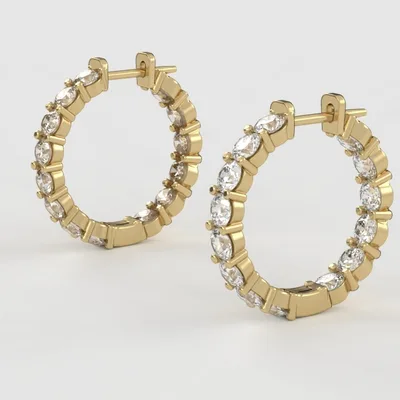 Gold earrings with lab-grown diamonds, chic and timeless jewelry for women, ideal gift for birthdays or anniversaries, model EAR11