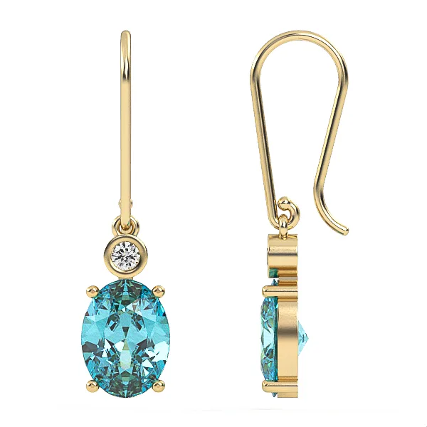 Gold Earrings // Blue Topaz Suisse // Diamonds earrings // Gemstone jewelry // Gift for women // EAG29 · 4