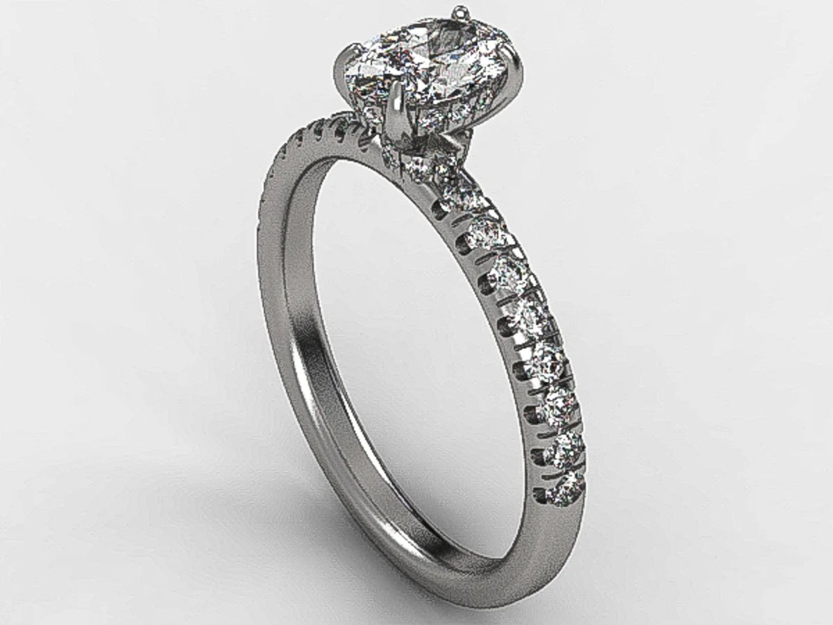 Halo Engagement Ring // Diamond Band // Wedding Ring // White Gold // Rose gold // ER11 · 1