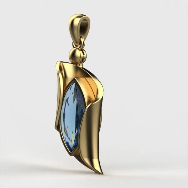 Blue Topaz Pendant // Gold Pendant // Jewelry Gift // Elegant Necklace for Women // Zodiac Birthstone Accessory // DP19 · 4