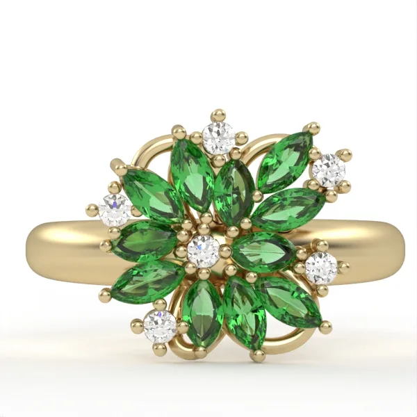 Diamond and Emerald Ring //Gold Ring//Gift for women//Model DR14 · 5