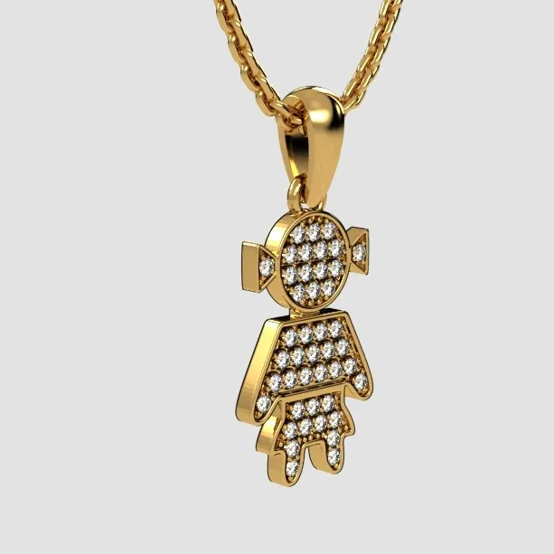 Diamonds Pendant "Girl"in White and Rose Gold, Elegant Jewelry Accessory for Everyday Wear, Perfect Present for Anniversary or Birthday Gift. DP53 · 3