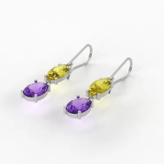 Gold Earrings // Amethyst earrings // Gemstone jewelry // For women // For girl // EAG15 · 4