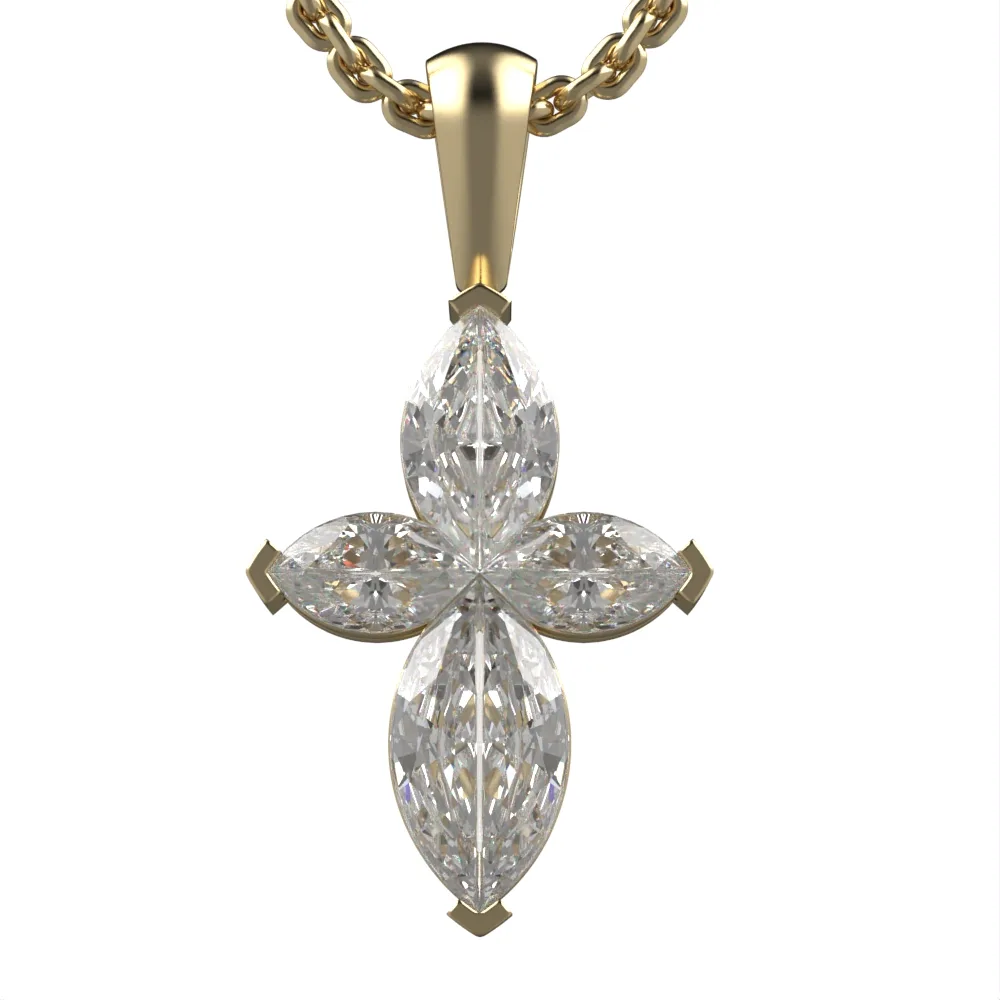Diamond cross pendant in gold with CVD diamonds, elegant religious jewelry for everyday wear, perfect Christian gift. DP27 · 5