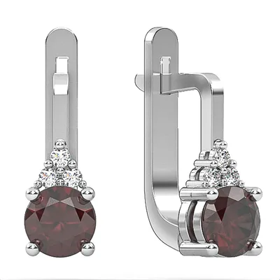 Garnet & Diamond Gold Earrings Model EAG35