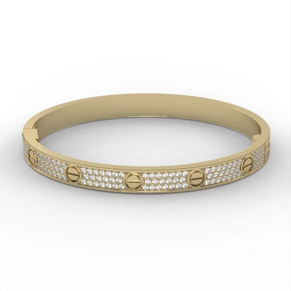 Gold bracelet, natural or CVD diamonds, hard bracelet, model BR3 · 1