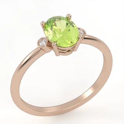 Gold ring//peridot//natural diamonds//CVD diamonds//for women//Model//GR3