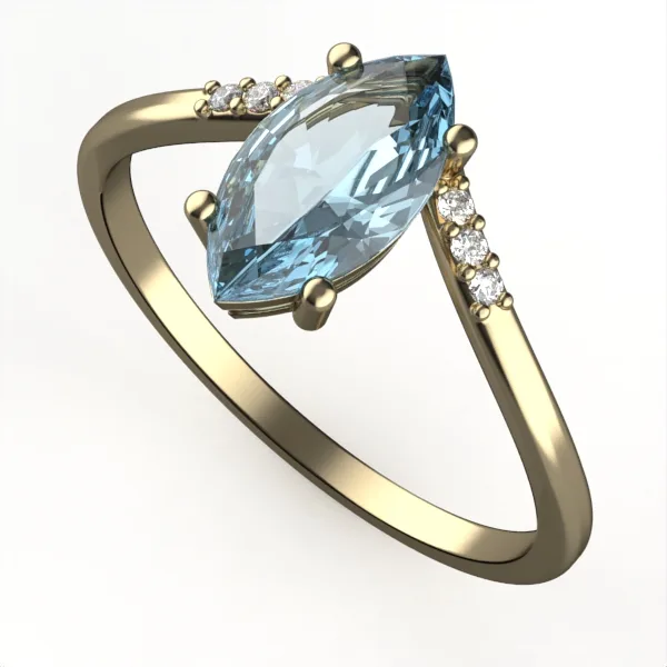 Blue Topaz & Diamond //Gold Ring//Blue Topaz//gift for women//gemstone jewelry//GSR15 · 2