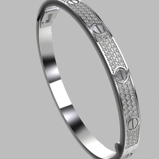 Gold bracelet, natural or CVD diamonds, hard bracelet, model BR3 · 4