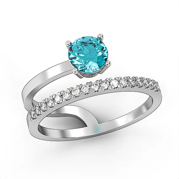 Blue Topaz & Diamond //Gold Ring//Blue Topaz//gift for women//gemstone jewelry//GSR14 · 3