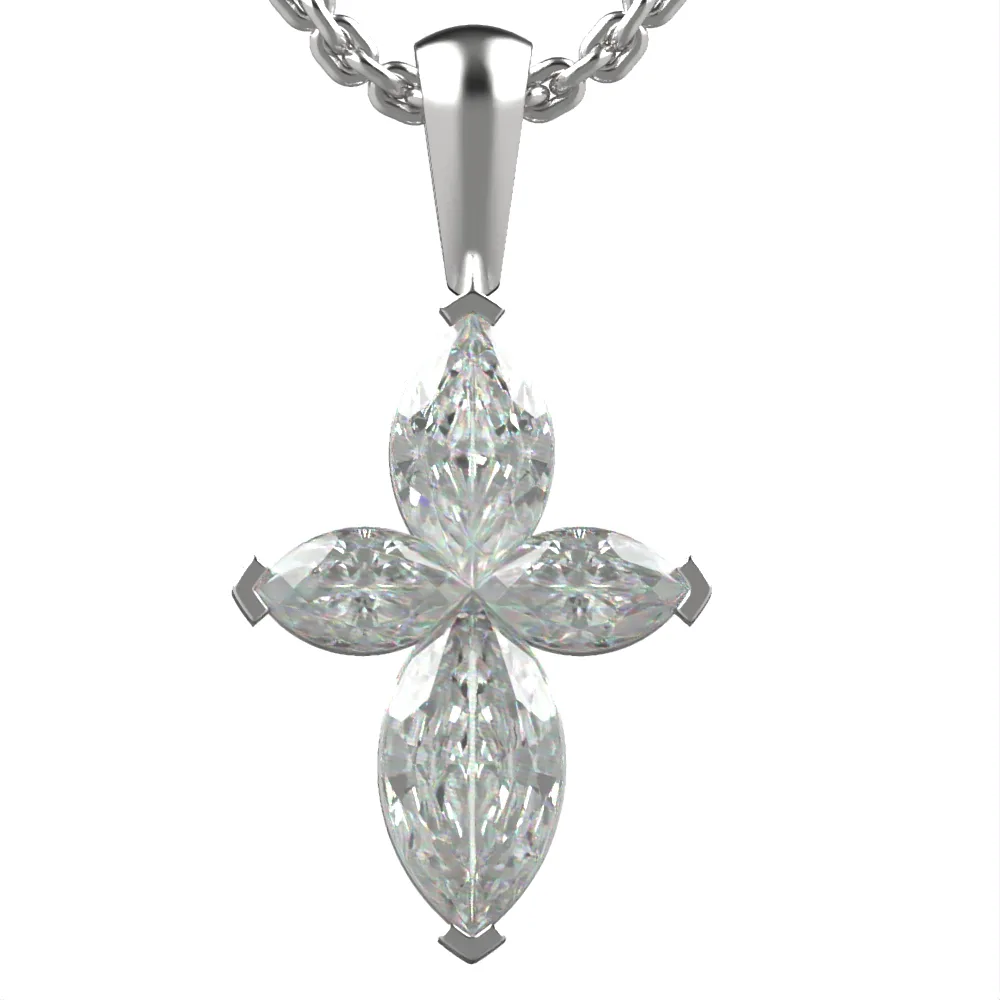 Diamond cross pendant in gold with CVD diamonds, elegant religious jewelry for everyday wear, perfect Christian gift. DP27 · 3