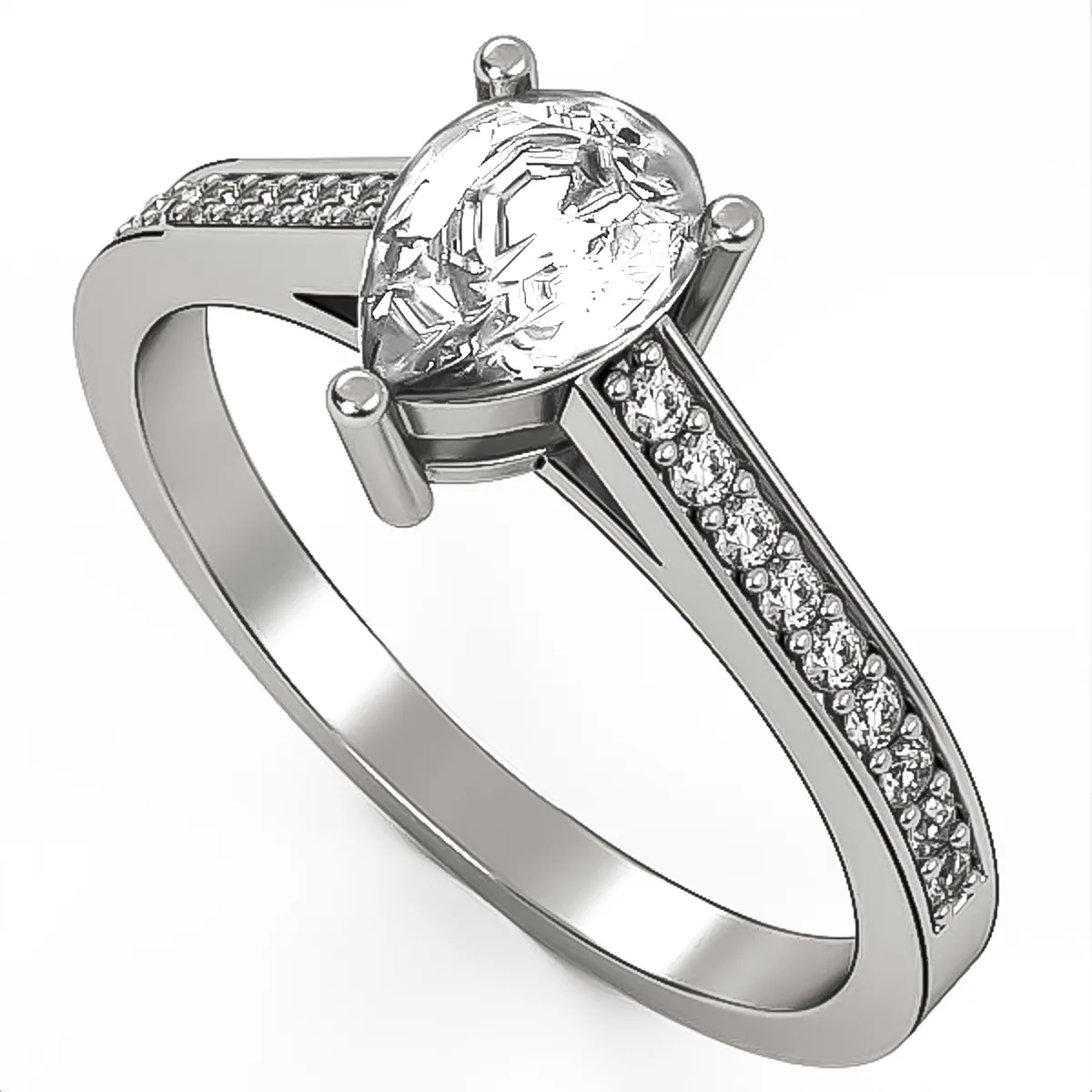 Diamond ring // Engagement ring // Drop diamond // Natural or CVD diamonds // Model ER20 · 1