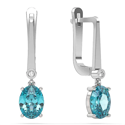 Gold Earrings//Swiss blue topaz//natural or Lab diamonds//gemstone jewelry/EAG2