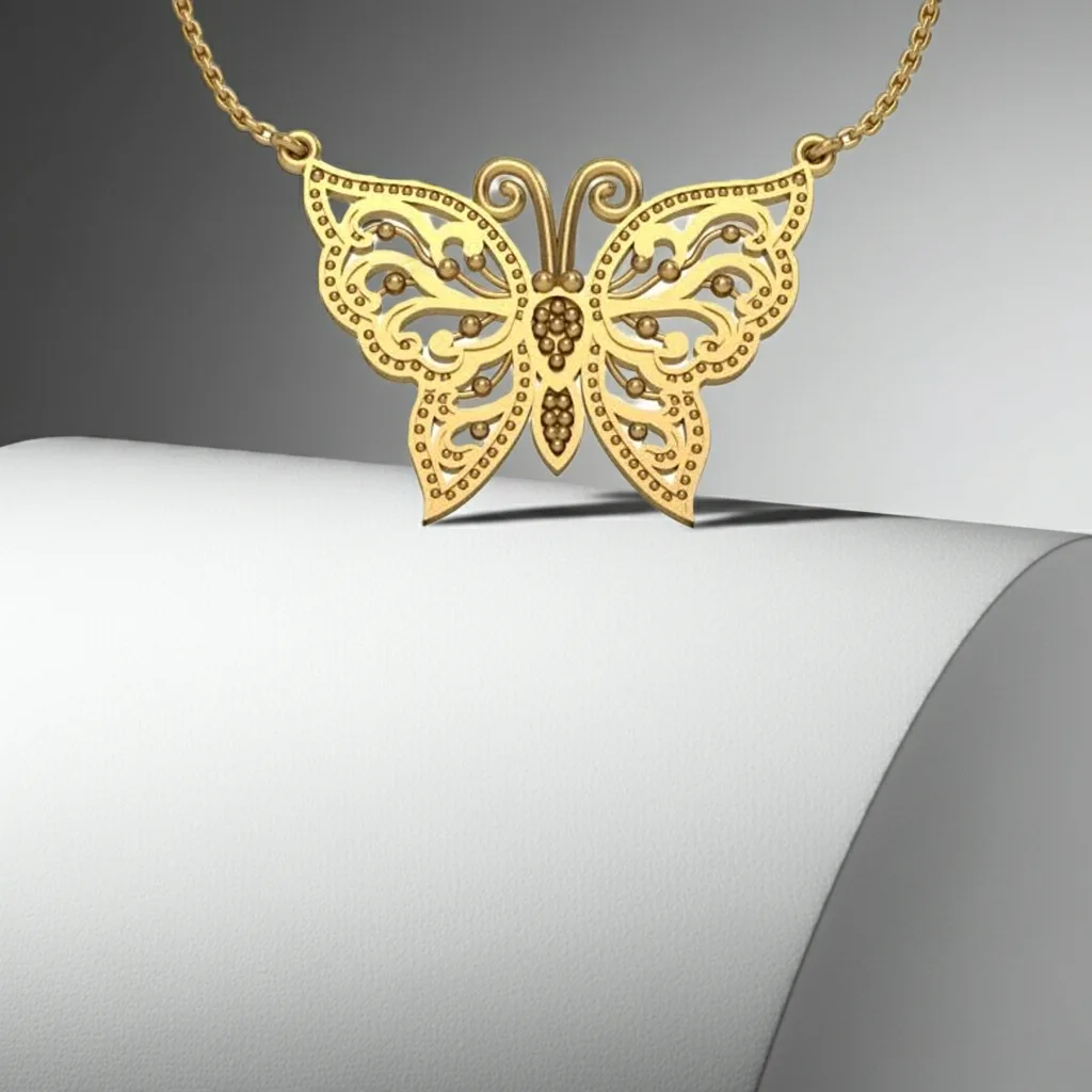 Gold Pendant // Pendant butterfly // Rose gold // White gold // Gift // Fine jewelry // Elegant pendant // DP49 · 6