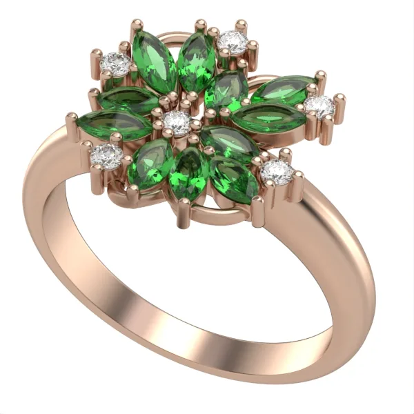 Diamond and Emerald Ring //Gold Ring//Gift for women//Model DR14 · 3