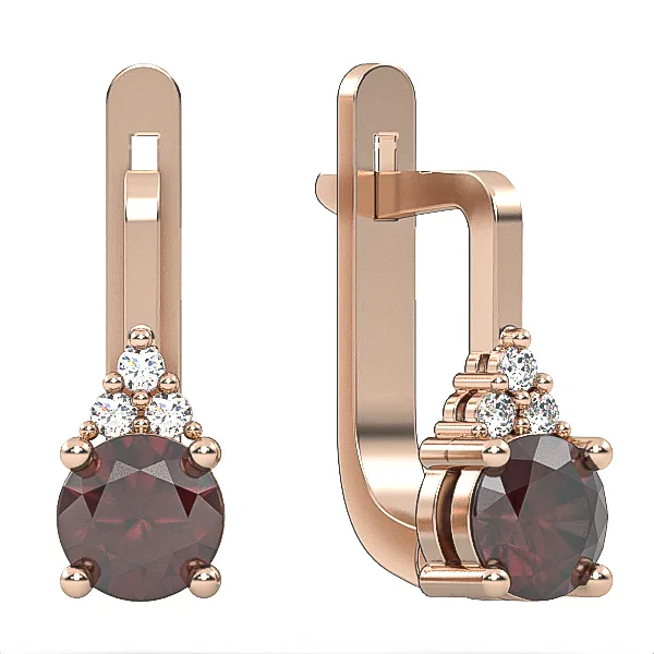 Garnet & Diamond Gold Earrings Model EAG35 · 3