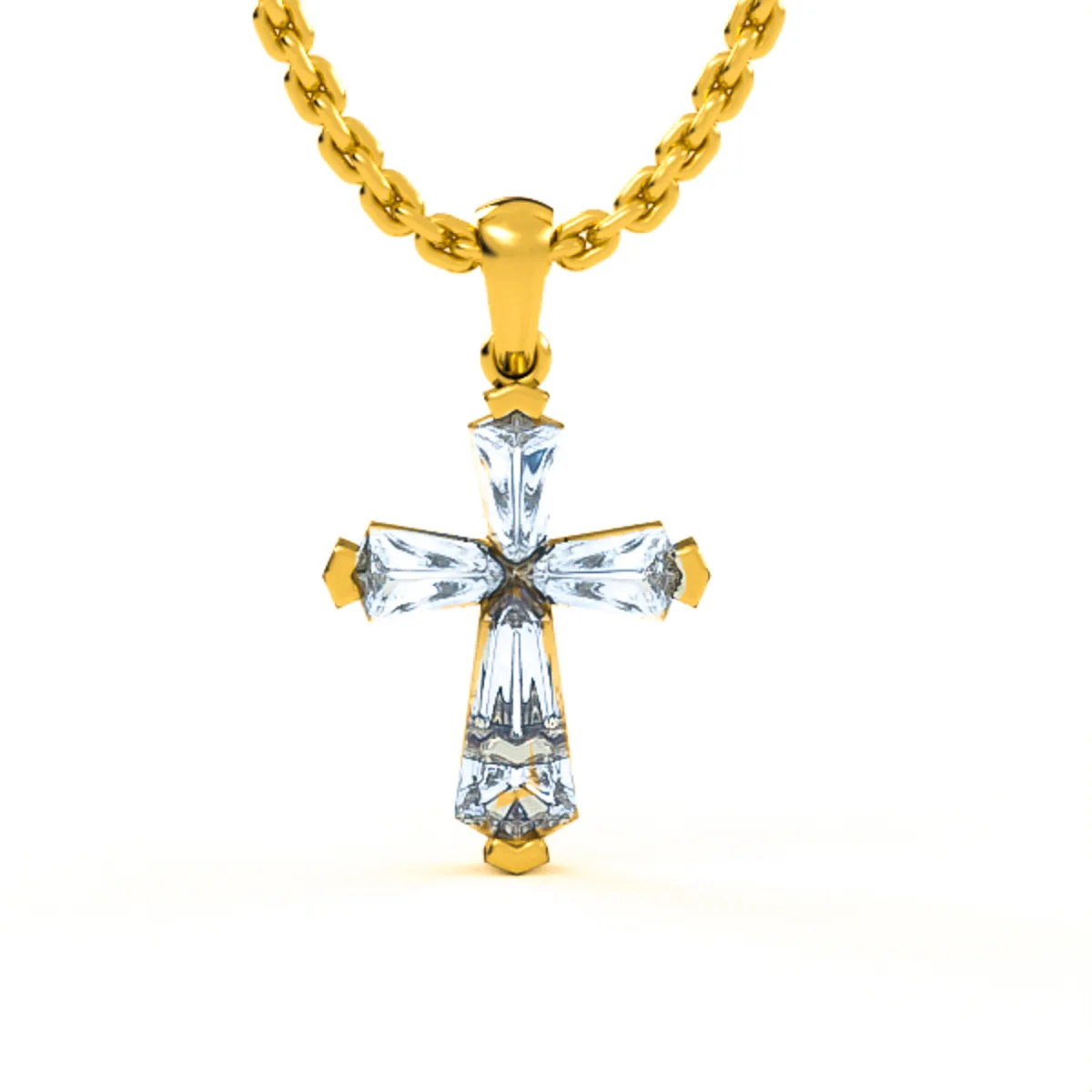 Diamond Cross Pendant in Gold with CVD Diamonds, Elegant Religious Jewelry for Daily Wear, Perfect Christian Gift. DP32 · 3